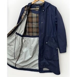Pendleton Women's Full Zip Jacket Navy Blue Long Trench Rain Coat Sz Small